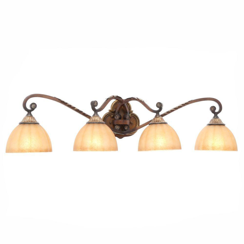 Hampton Bay Vanity Lighting The Home Depot Cau Deville 4 Light Walnut Vanity With