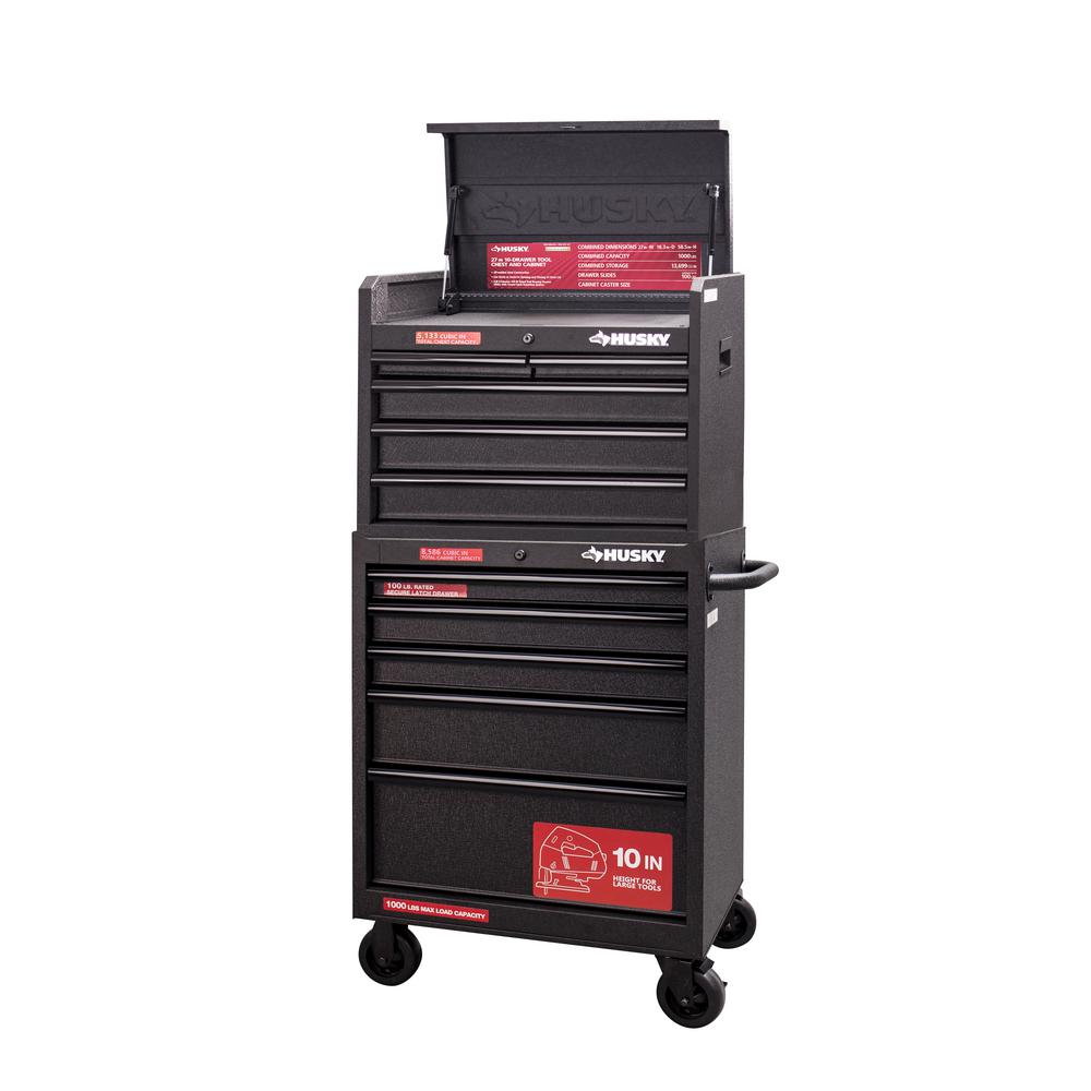 Husky 27 In W 5 Drawer Rolling Cabinet Tool Chest In Textured