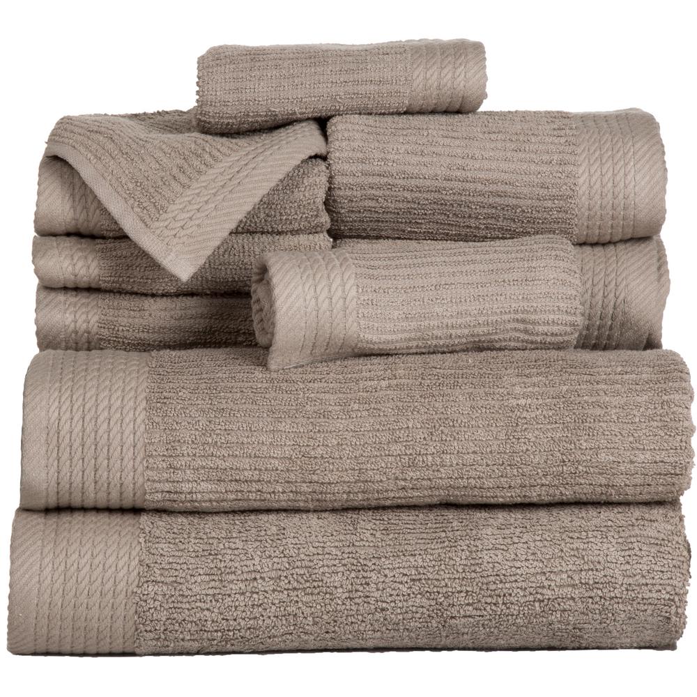 10Piece Taupe Ribbed 100 Cotton Bath Towel Set602691VOK The Home Depot