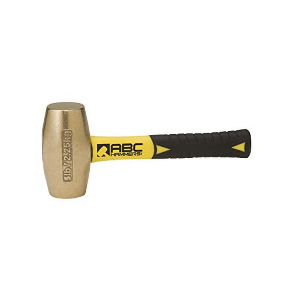 ABC Hammers 5 lbs. Brass Hammer with 8 in. Fiberglass Handle