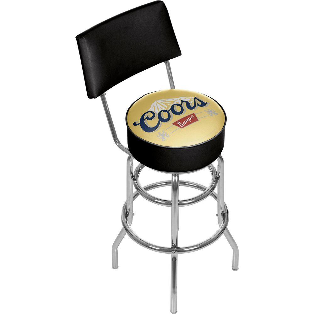 Trademark Coors Banquet 30 In Chrome Swivel Cushioned Bar Stool Co1100 The Home Depot