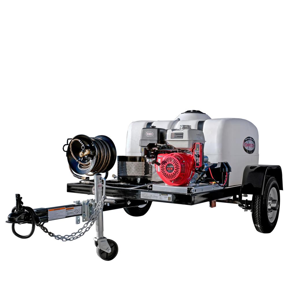 Simpson 95003 4200 PSI at 4.0 GPM with HONDA GX390 Cold Water Pressure Washer Trailer