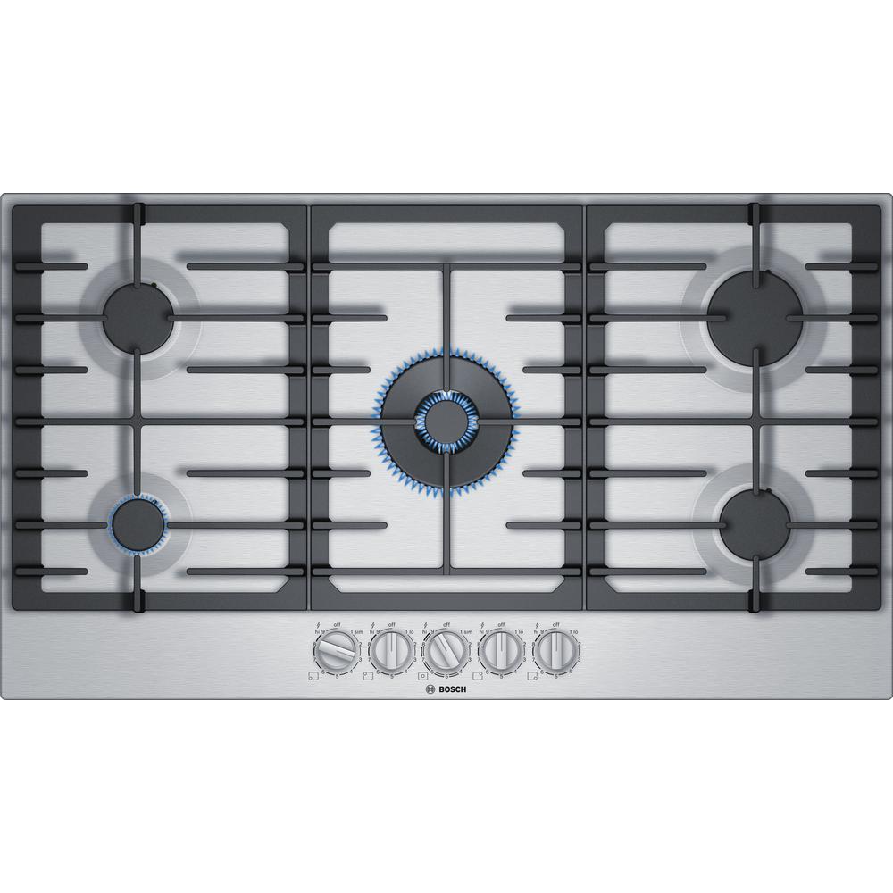 Bosch 800 Series 36 In Gas Cooktop In Stainless Steel With 5