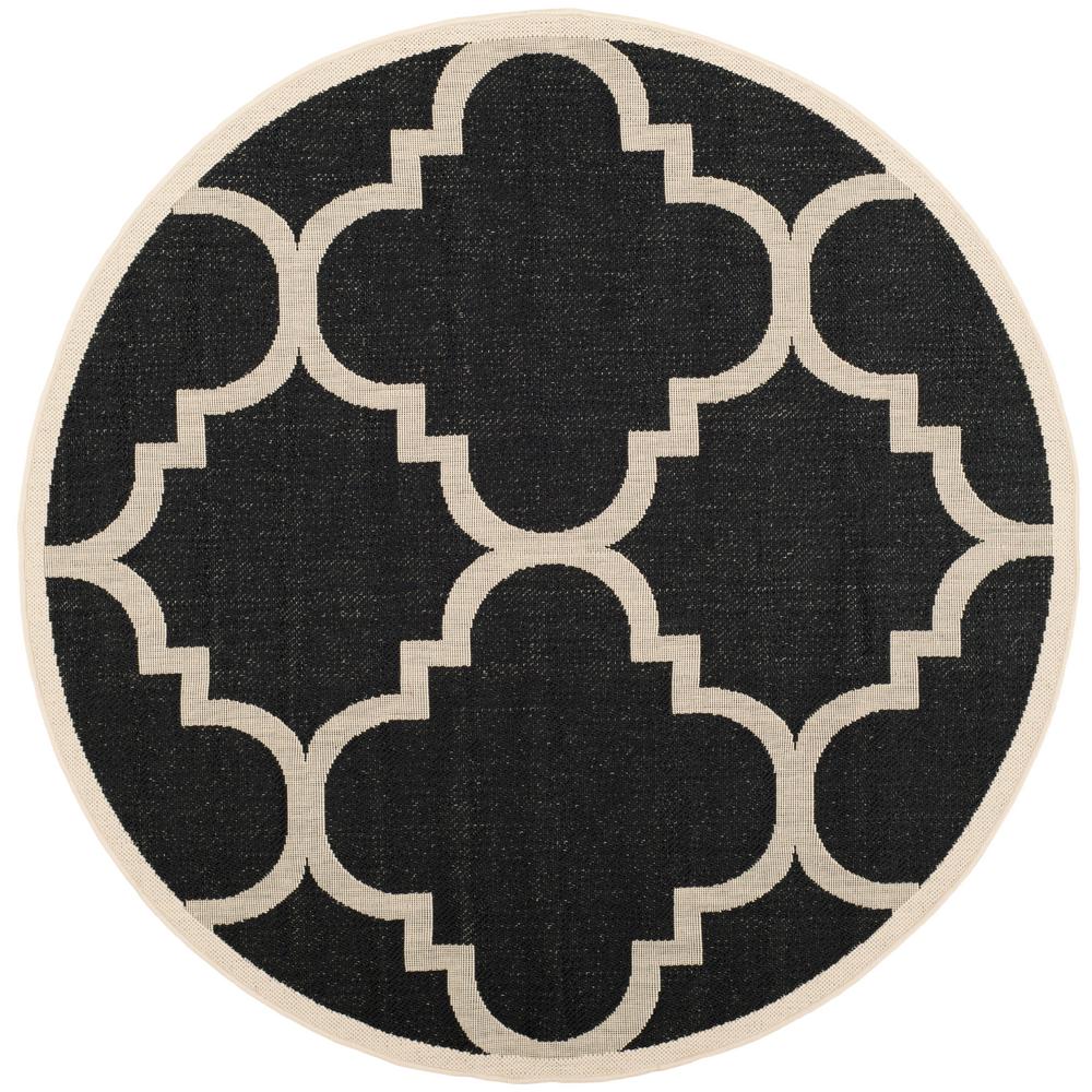 Safavieh Courtyard Black Beige 5 Ft X 5 Ft Indoor Outdoor Round