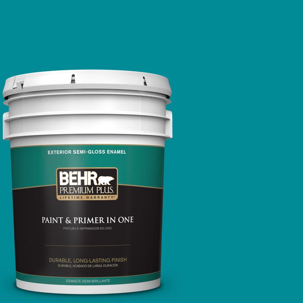BEHR Premium Plus 5gal. 510B7 Empress Teal SemiGloss Enamel