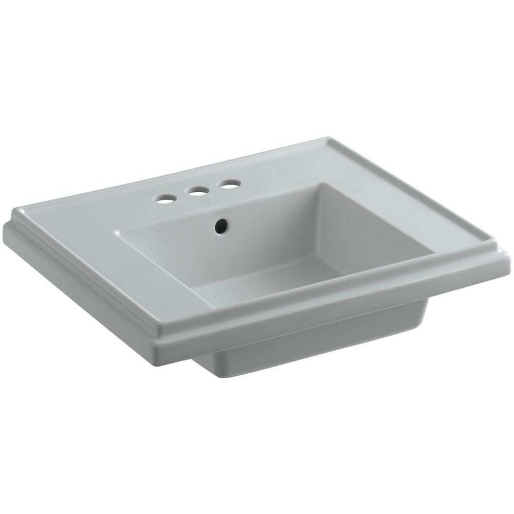 KOHLER Tresham 24 in. Fireclay Pedestal Sink Basin in Ice Grey with