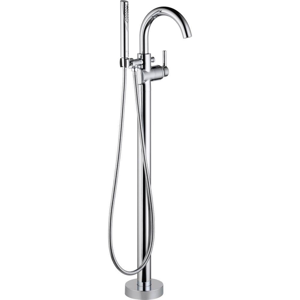 Trinsic Single Handle Floor Mount Roman Tub Faucet With Hand Shower In Chrome Valve Included