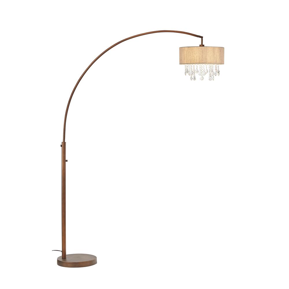 ARTIVA Elena III 81 in. LED Arched Antique Bronze Crystal Floor Lamp