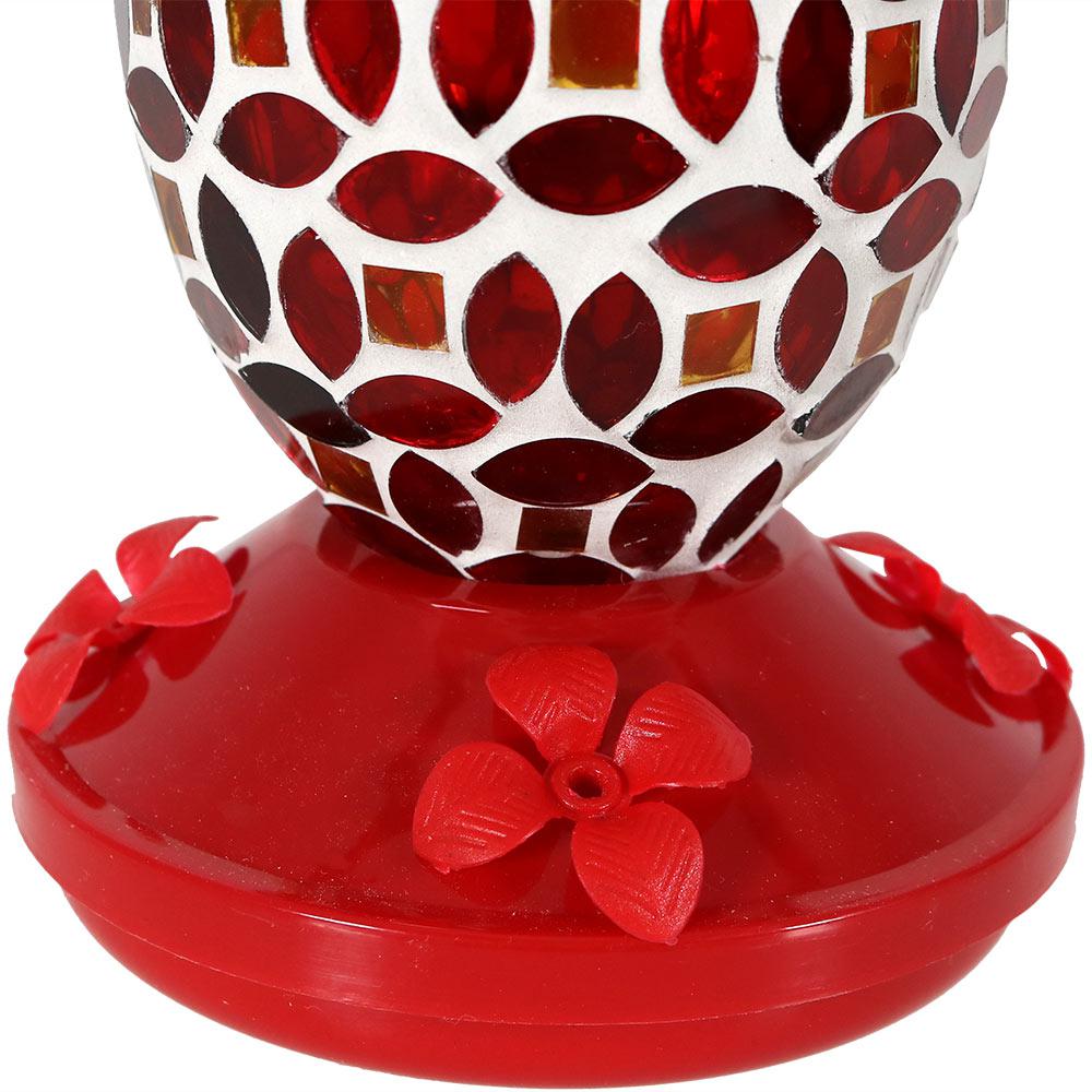 Sunnydaze Decor 7 In Red Mosaic Glass Flower Hummingbird Feeder