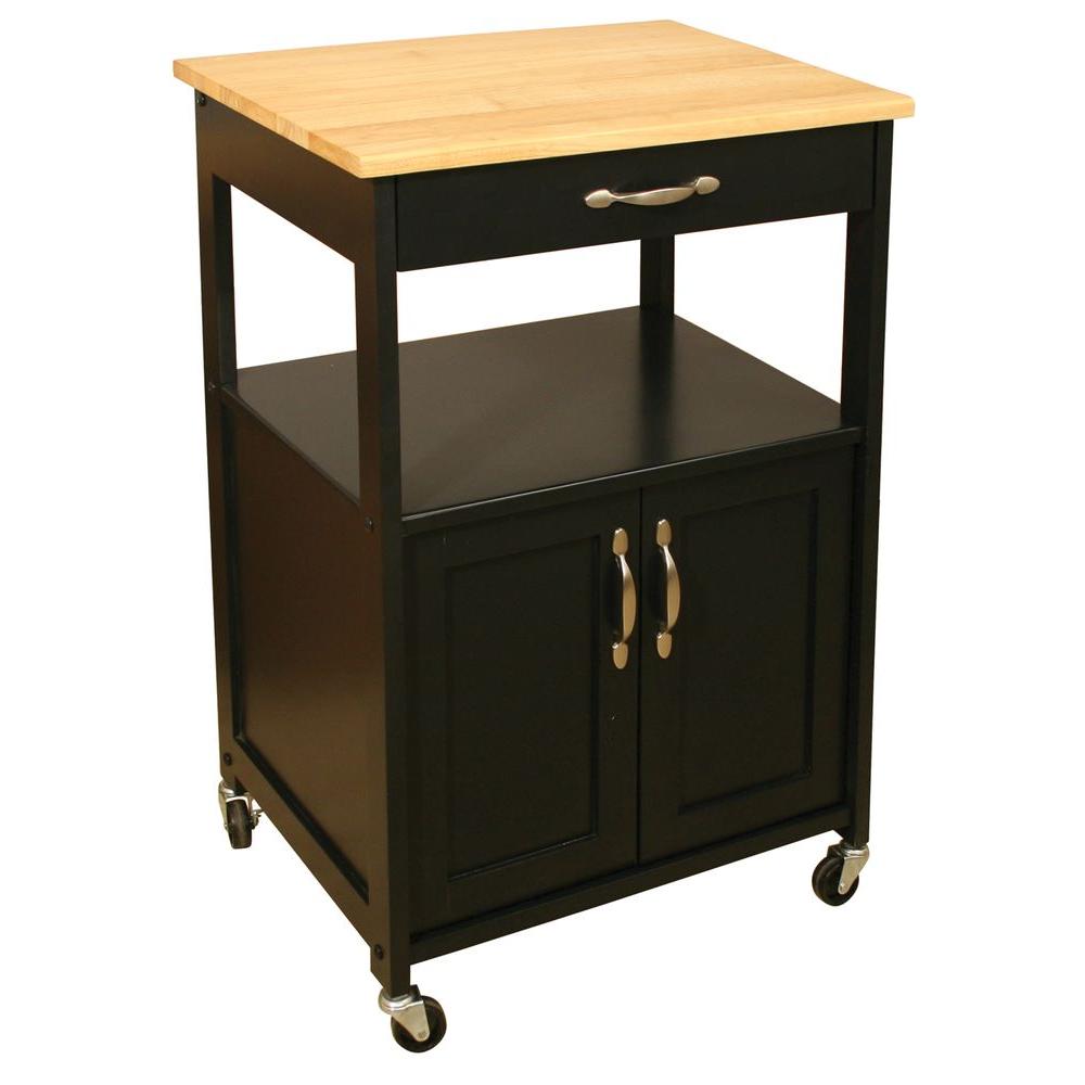 Catskill Craftsmen Black Kitchen Cart with Storage-80696 - The Home Depot