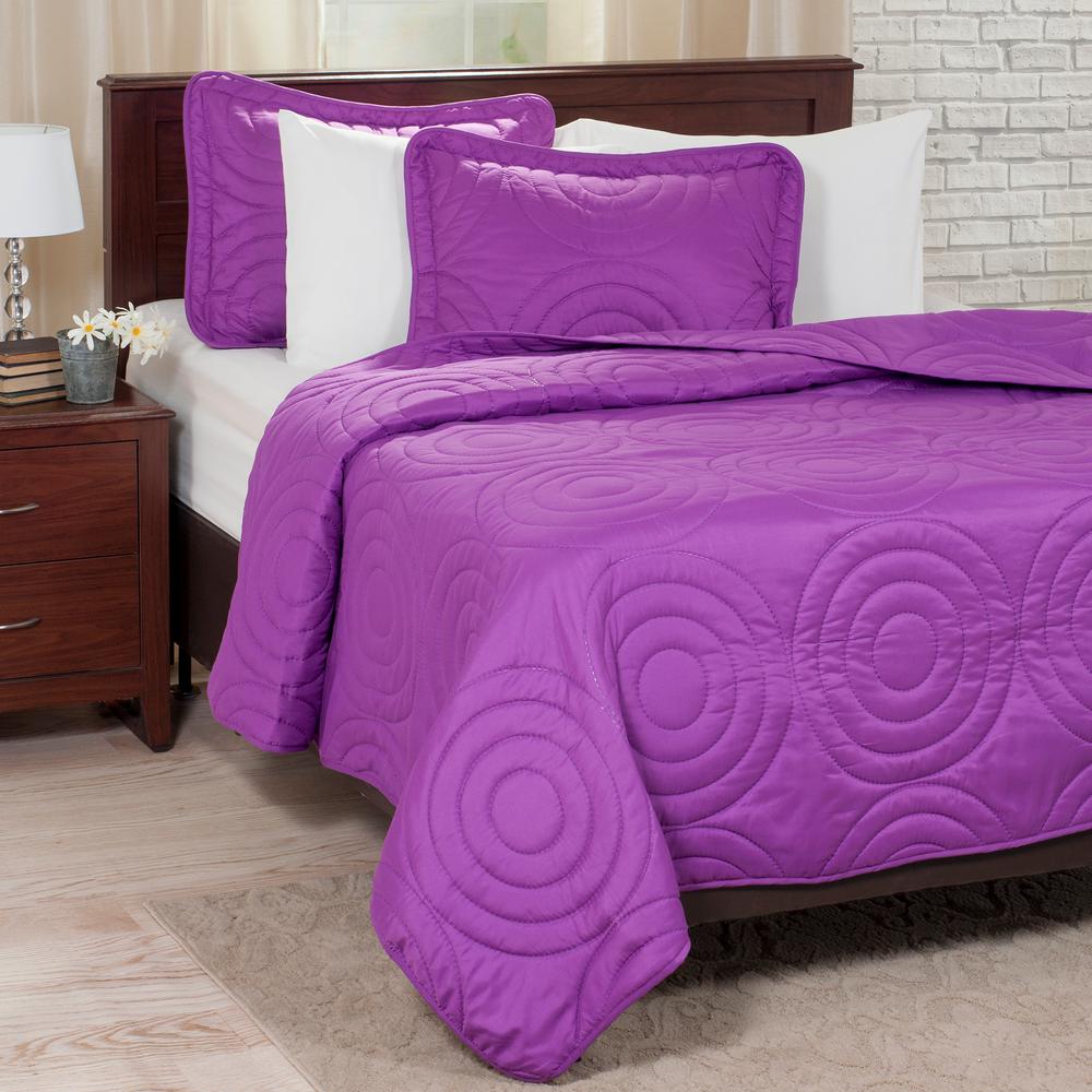 Lavish Home Embossed Purple Polyester King Quilt6641KP The Home Depot