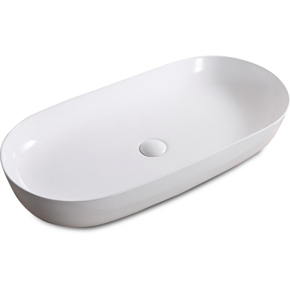 Ruvati 32 in. Oval Above Vanity Counter Bathroom Porcelain Ceramic Vessel Sink in WhiteRVB0432