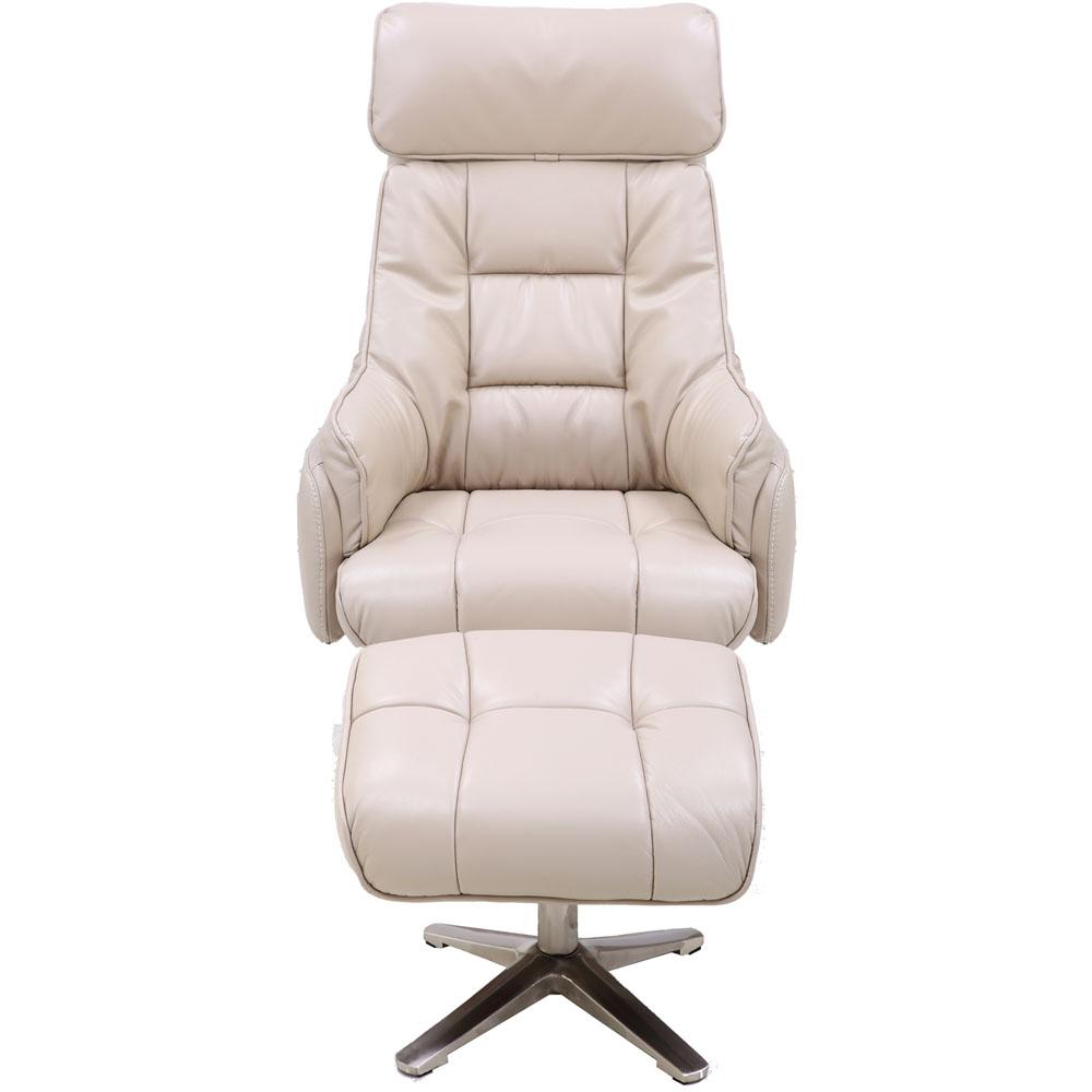 Parker Cream Pu Leather Office Chair With Ottoman