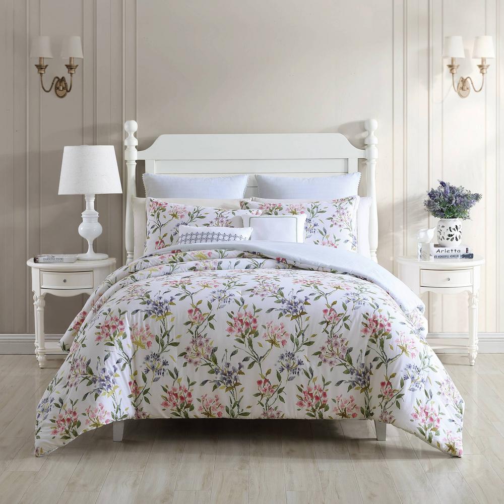 Laura Ashley Meadow Breeze 7 Piece Purple Floral Cotton King Comforter   Laura Ashley Comforters Ushs8k1175906 64 1000 