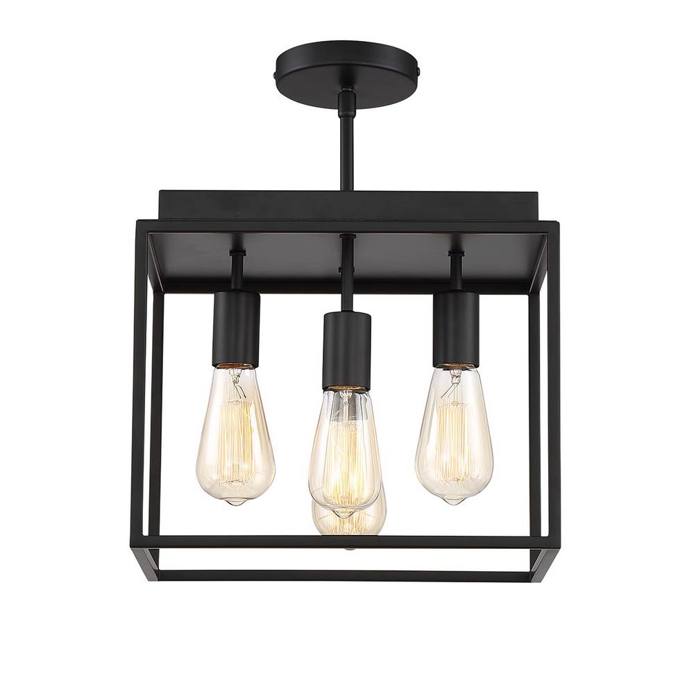 Home Decorators Collection Rollins 13 In 4 Light Black Semi Flush Mount Light