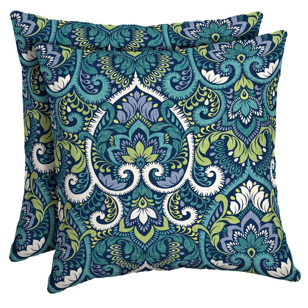 Arden Selections Sapphire Aurora Damask 16 x 16 in. Outdoor Toss Pillow, Set of 2