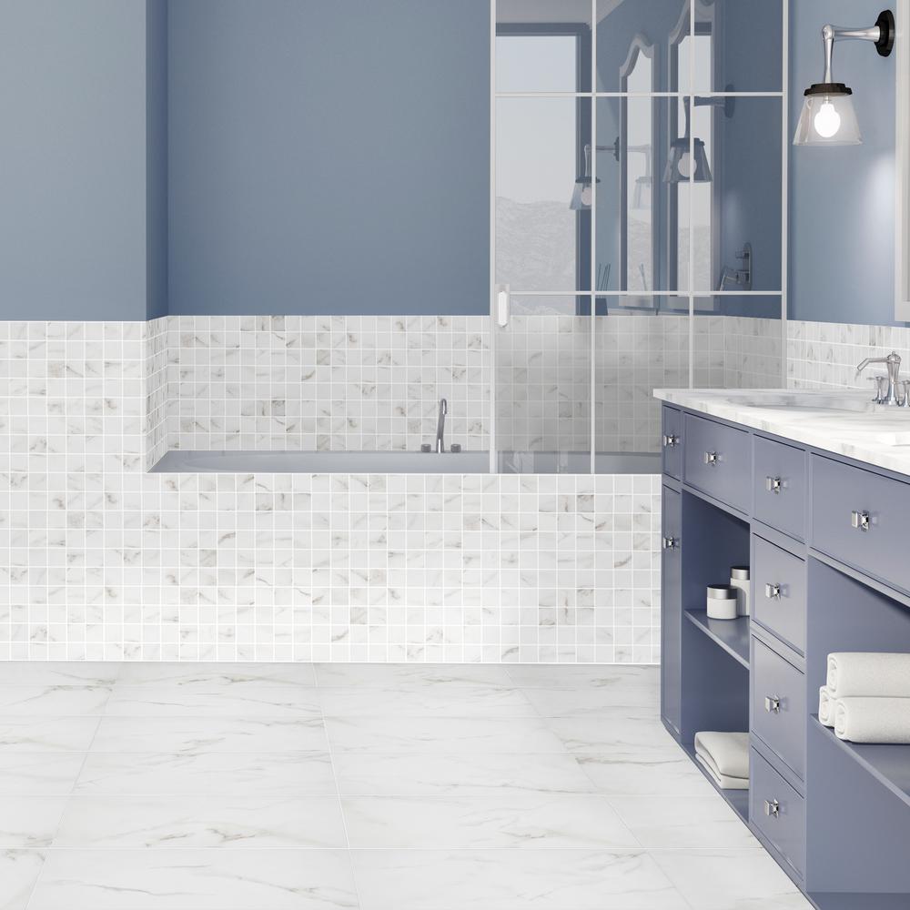 Florida Tile Home Collection Michelangelo Calacatta Rectified 12 In X 24 Porcelain Floor And Wall 13 3 Sq Porcelain Floor And Wall Tile