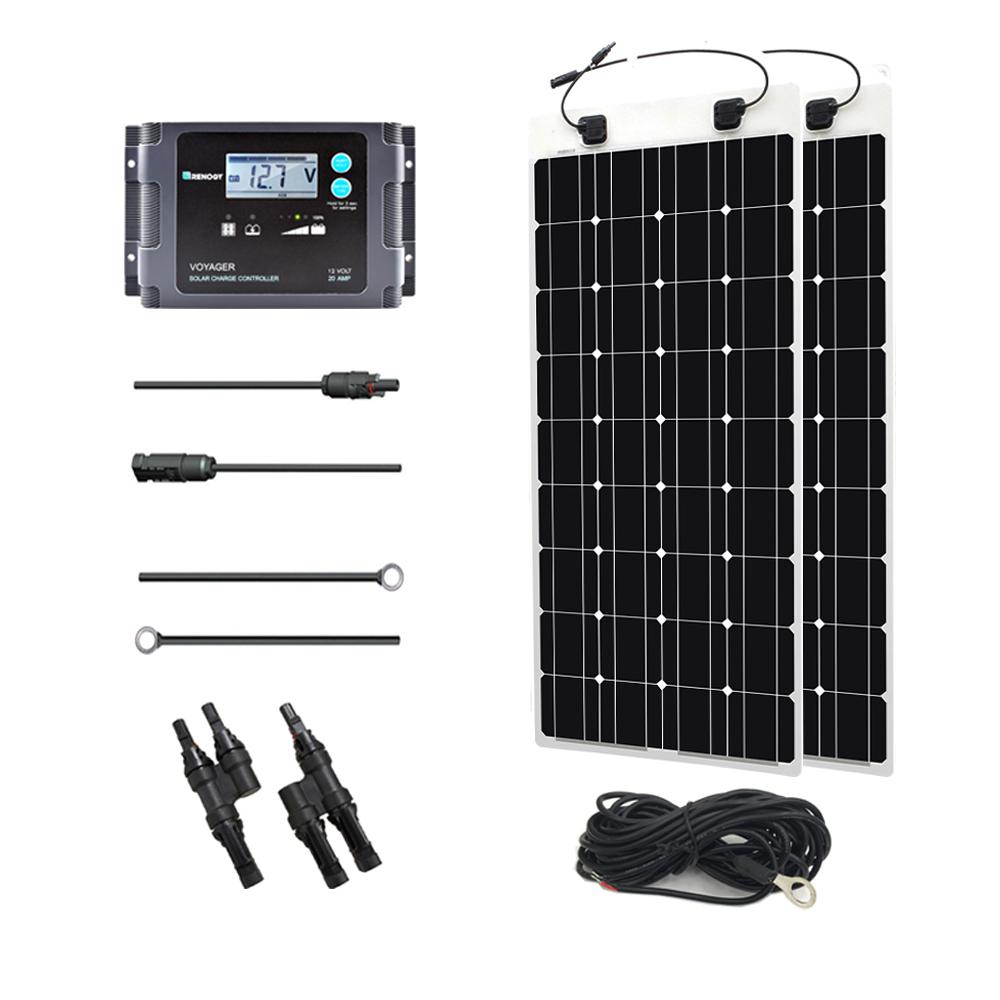 Renogy 200 Watt 12 Volt Monocrystalline Off Grid Solar System Solar Marine Kit