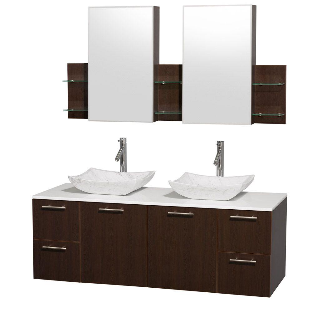 Wyndham Collection Amare 60 inch Double Vanity in Espresso with Man-Made Stone... by Wyndham Collection