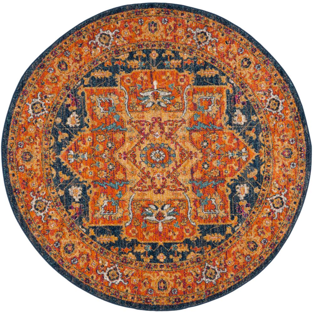 3 Round Border Jute Area Rugs The Home Depot Evoke Blue Orange 3 Ft X Round Area Rug
