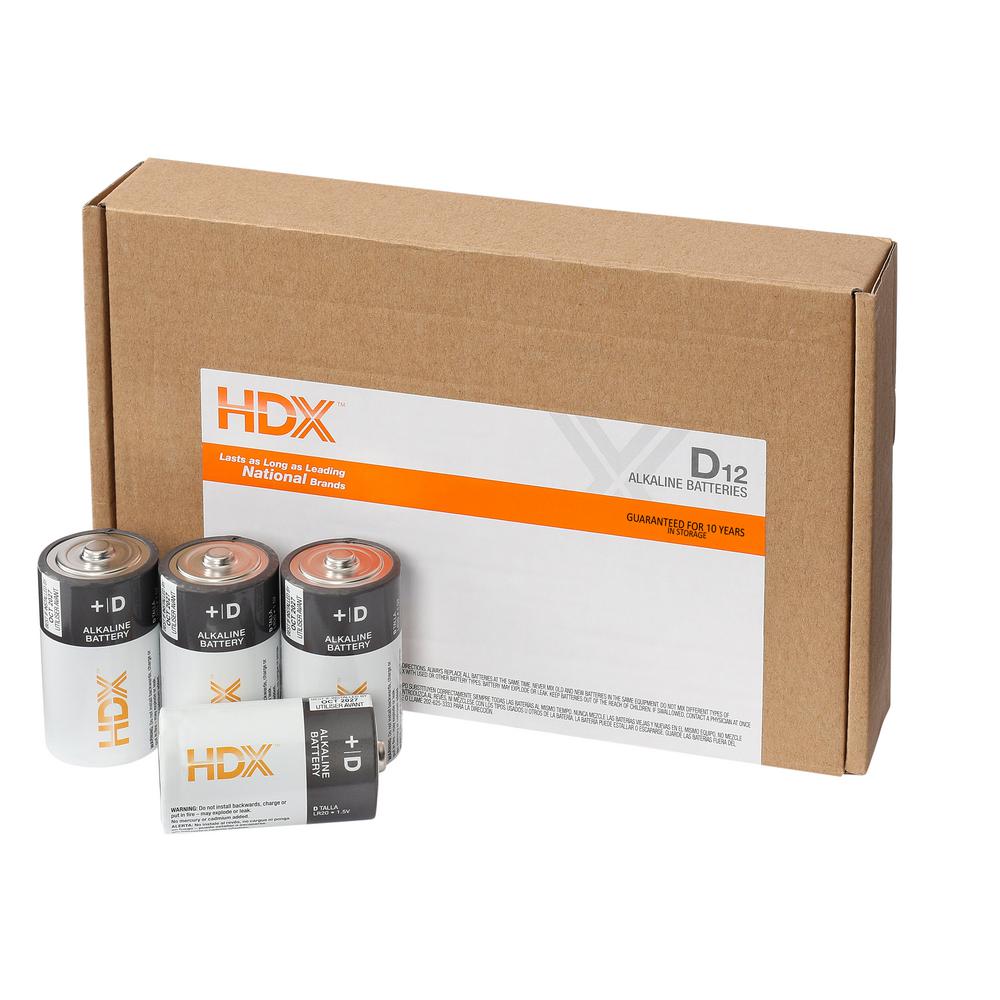 HDX Alkaline D Battery (12Pack)711112S The Home Depot