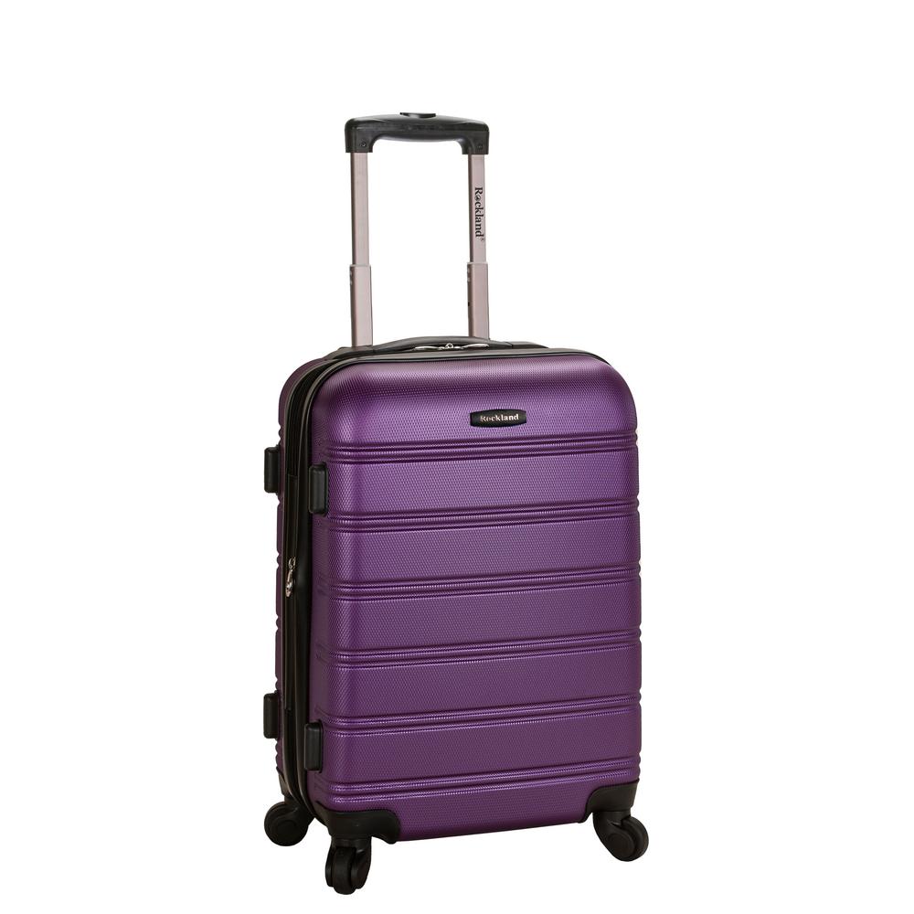 purple hand luggage