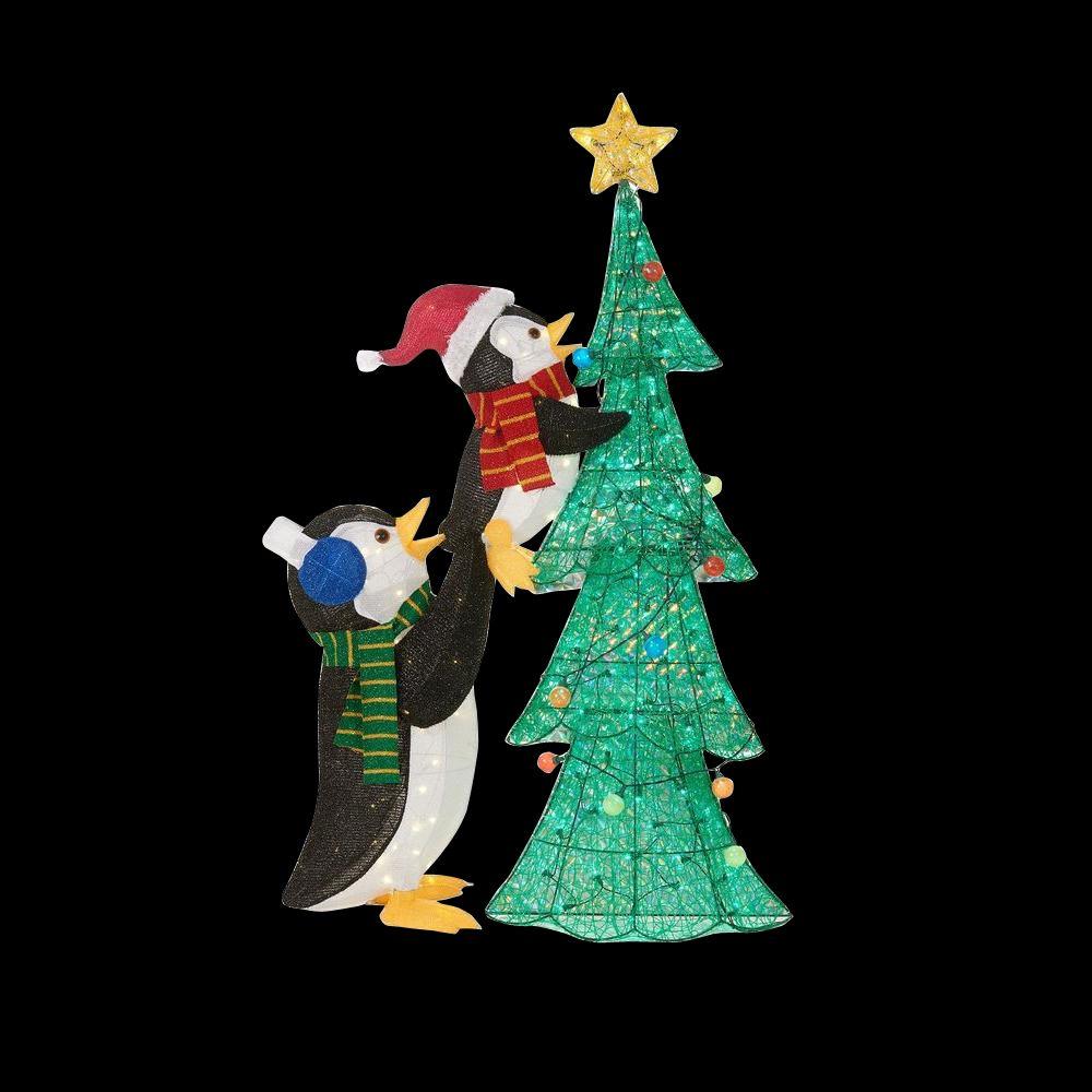 Home Accents Holiday  62 in LED  Lighted  Tinsel Penguins 