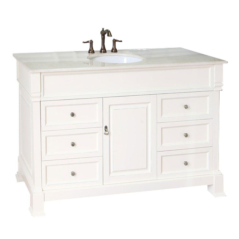Bellaterra Home Single Sink Bathroom Vanities Bath The Ashington Cr 60 In W X 22 D Vanity Cream White With