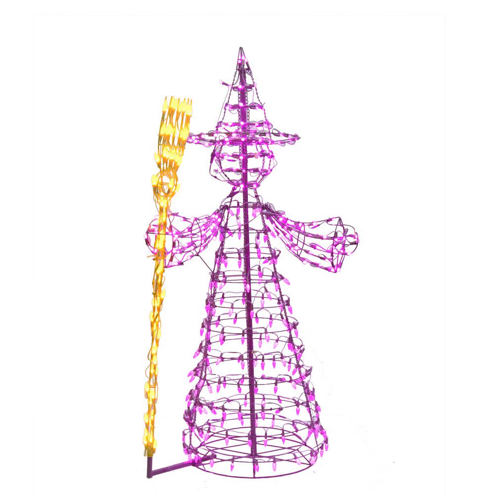 Home Accents Holiday 6 ft. 3 in. Purple/Yellow LED Witch with