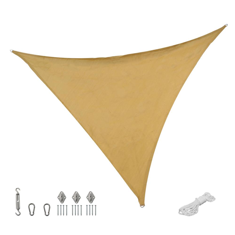 Sunnydaze Decor 12 Ft X Beige Triangle Sun Shade Sail With Beige Triangle Sun Shade Sail With Hanging Hardware