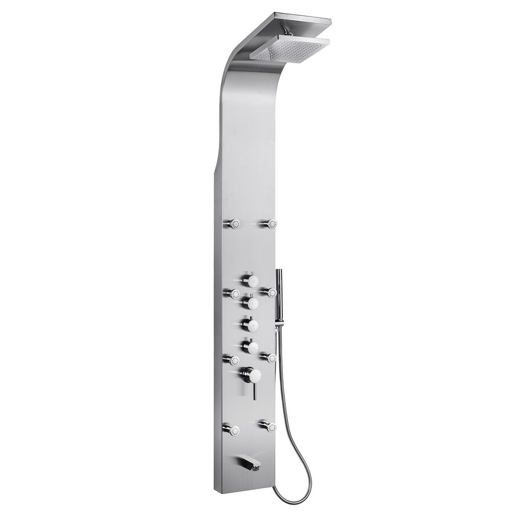 AKDY 65 in. 8-Jet Shower Panel System in Stainless Steel ...