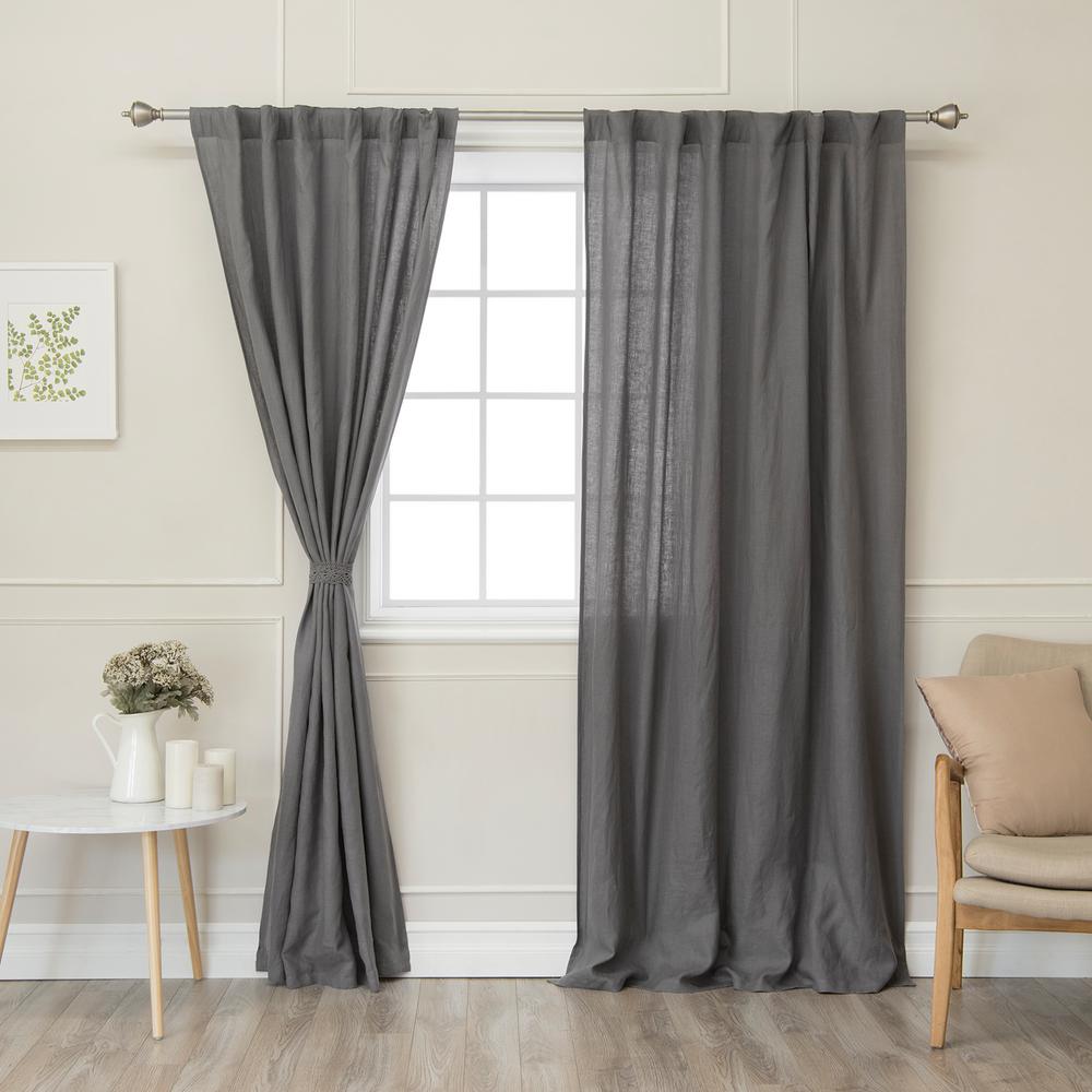 Gray Rod Pocket Linen Curtains Drapes Window Treatments