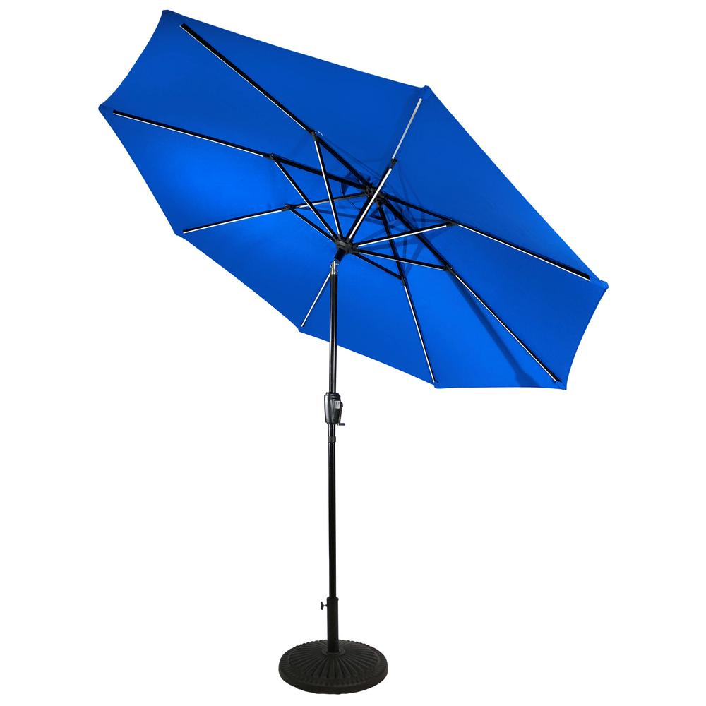 Sun Ray 9 Ft Aluminum Market Next Gen Solar Lighted 8 Rib Round Patio Umbrella With Olefin Canopy In Royal Blue 841055ole The Home Depot