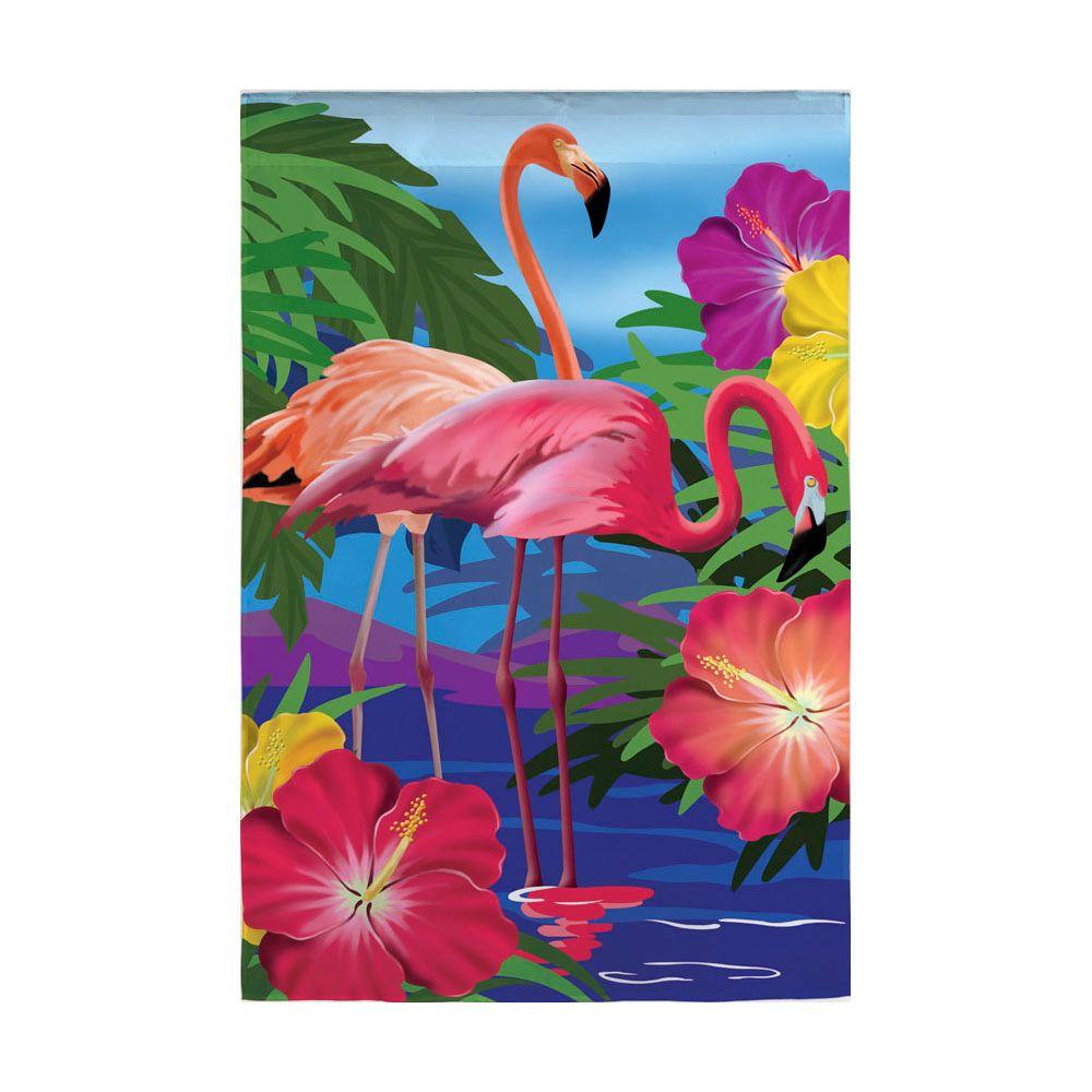 Evergreen Enterprises 18 in. x 12-1/2 in. Flamingo Garden Flag-Z141728 ...