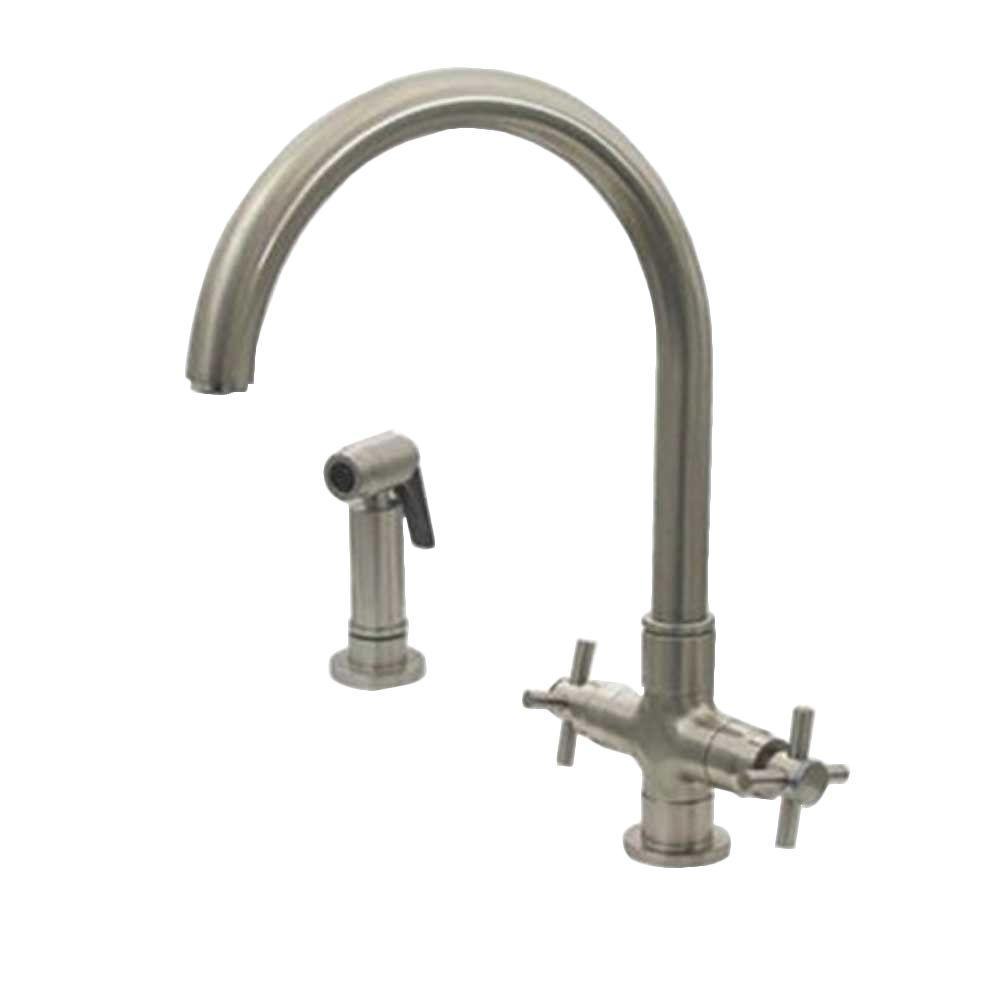 Whitehaus Collection 2 Handle Side Sprayer Kitchen Faucet In Brushed Nickel Whitehaus Collection 2 Handle Side Sprayer Kitchen Faucet In Brushed Nickel