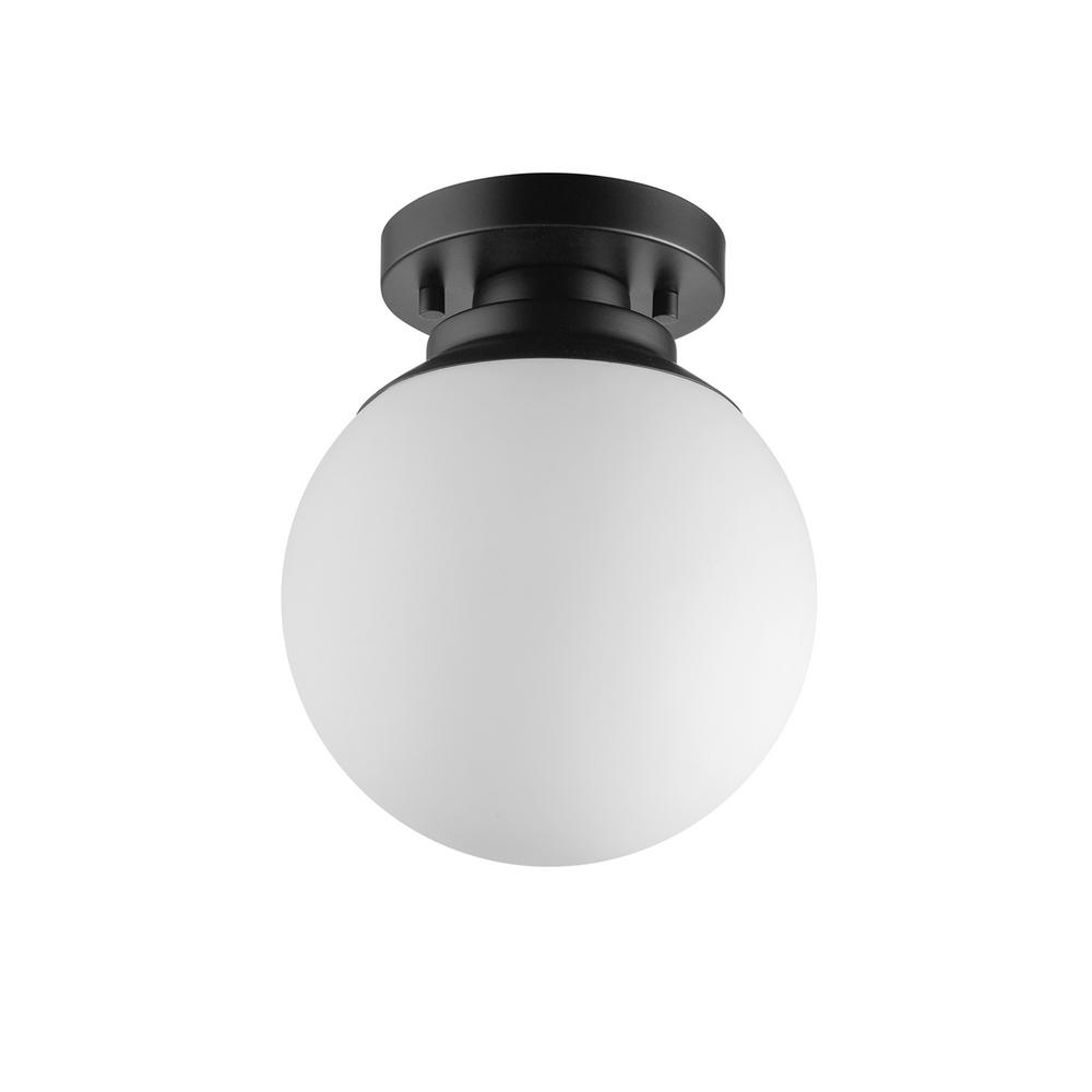 Globe Electric 8 in. 1Light Matte Black Flush Mount with Matte