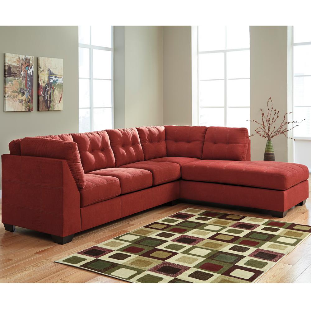Red Sectionals Living Room Furniture The Home Depot Benchcraft Maier Sienna Microfiber Sectional With Right Side Facing Chaise