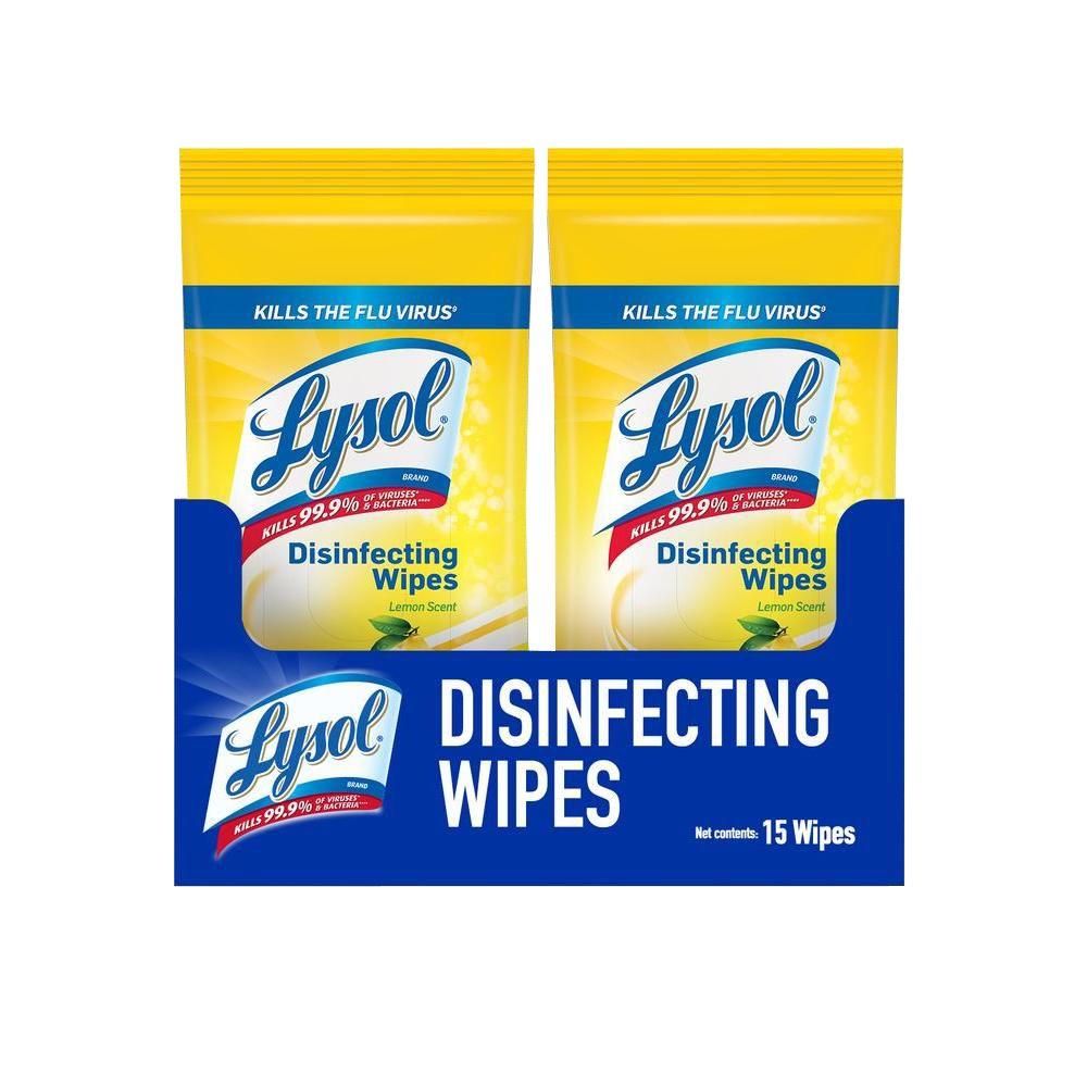 Lysol Travel Size Lemon Lime Blossom Disinfecting Wipes (15Count)1920093043 The Home Depot