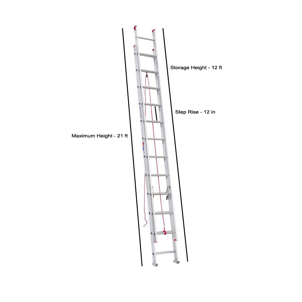 Werner 24 Ft Aluminum D Rung Extension Ladder With 200 Lb Load Capacity Type Iii Duty Rating D1124 2 The Home Depot