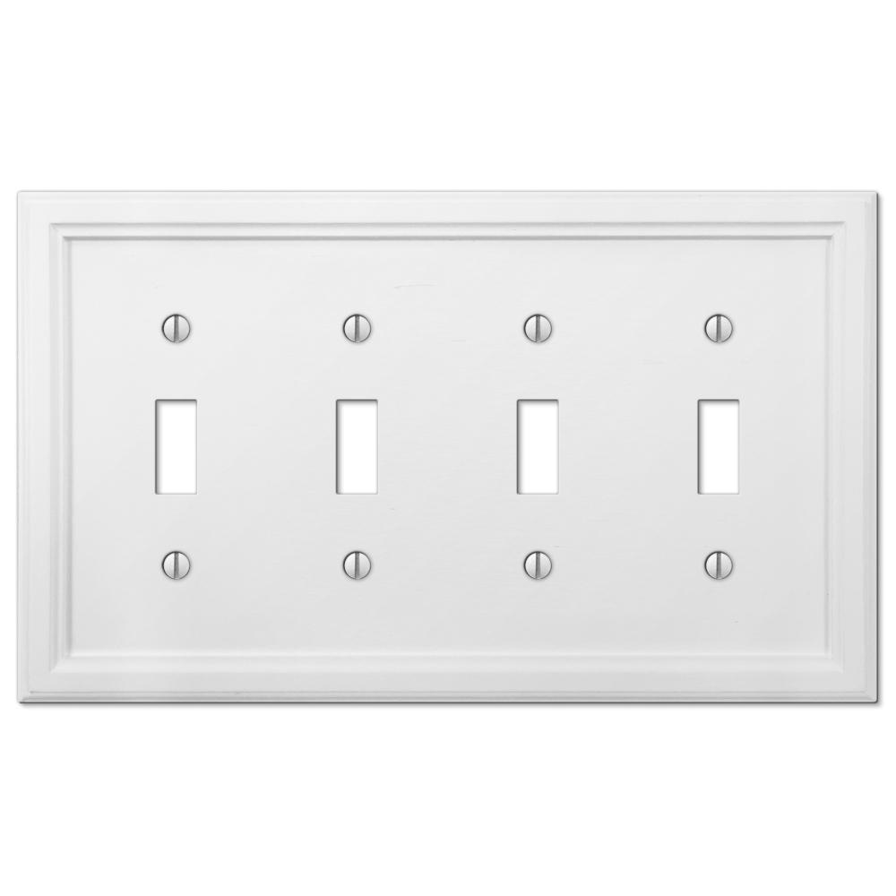 Amerelle Elly 4 Gang Toggle Composite Wall Plate White 4052t4w The Home Depot - Decorative Wall Switch Plates Home Depot Amerelle Elly 4 Gang Toggle Composite Wall Plate White 4052t4w The Home Depot - Decorative Wall Switch Plates Home Depot