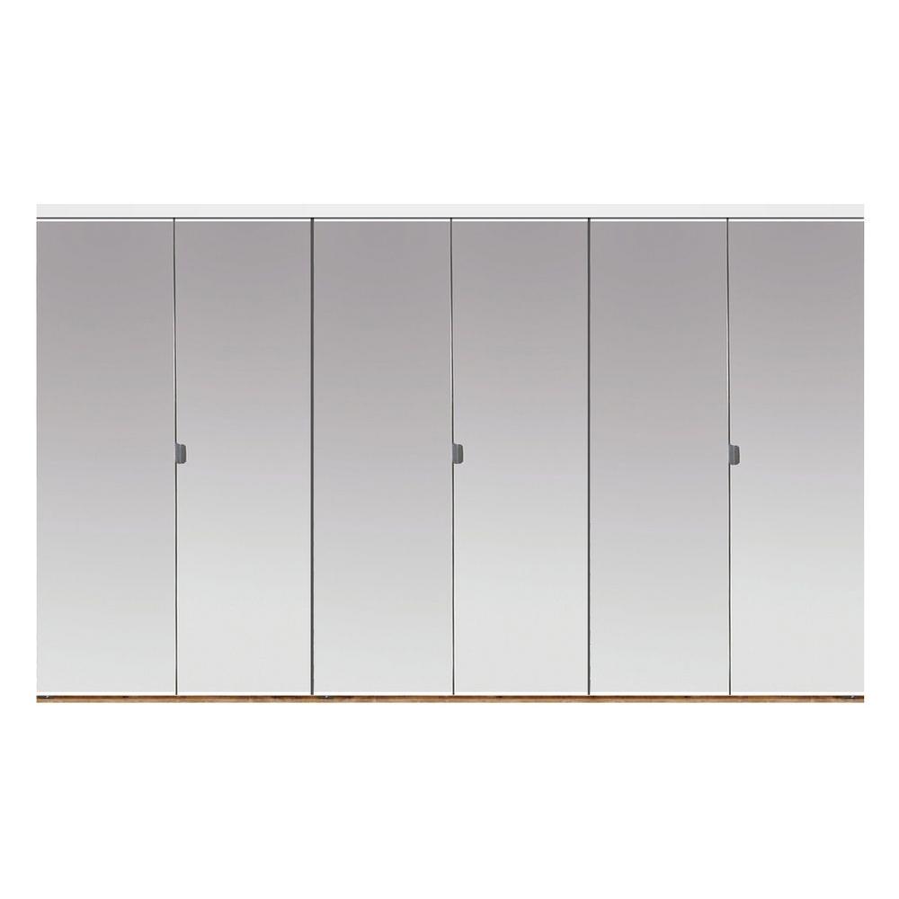 Impact Plus 102 In X 80 In Polished Edge Mirror Solid Core Mdf Full Lite Interior Closet Wood Bi Fold Door With White Trim