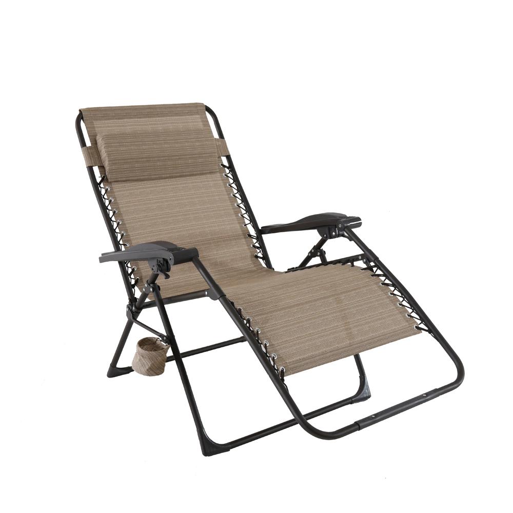 Hampton Bay Mix And Match Oversized Zero Gravity Sling Outdoor Chaise Lounge Chair In Cafe Charles 20d The Home Depot