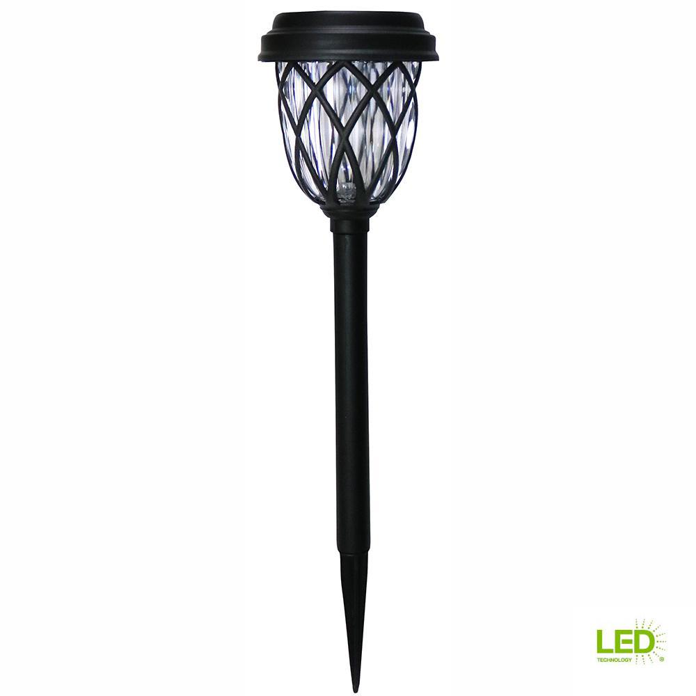 Dusk To Dawn Landscape Lighting Outdoor The Home Depot Solar Powered Black Led Outdoor Integrated 3000k Warm White Landscape Path Light