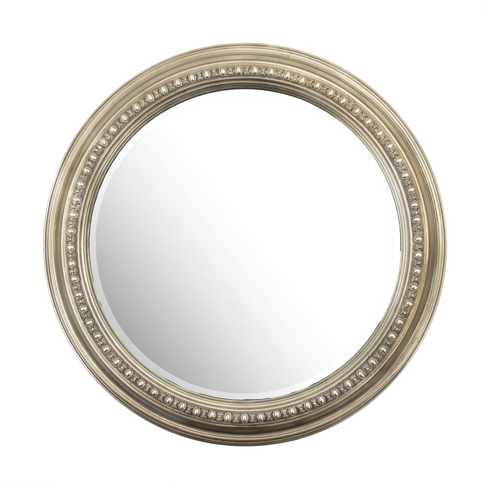 Ecran Round Beveled Distressed Silver Mirror