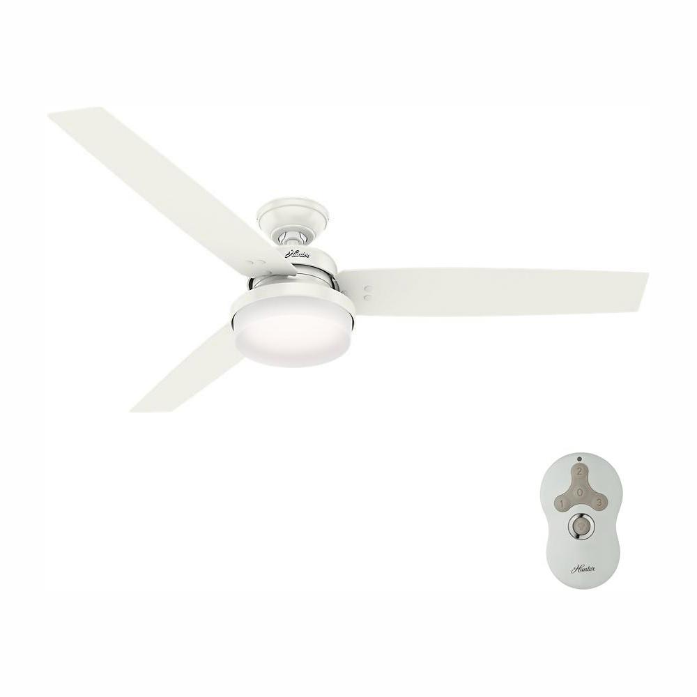 Hunter Sentinel 60 In Led Indoor Fresh White Ceiling Fan With Universal Handheld Remote Control And Light Kit