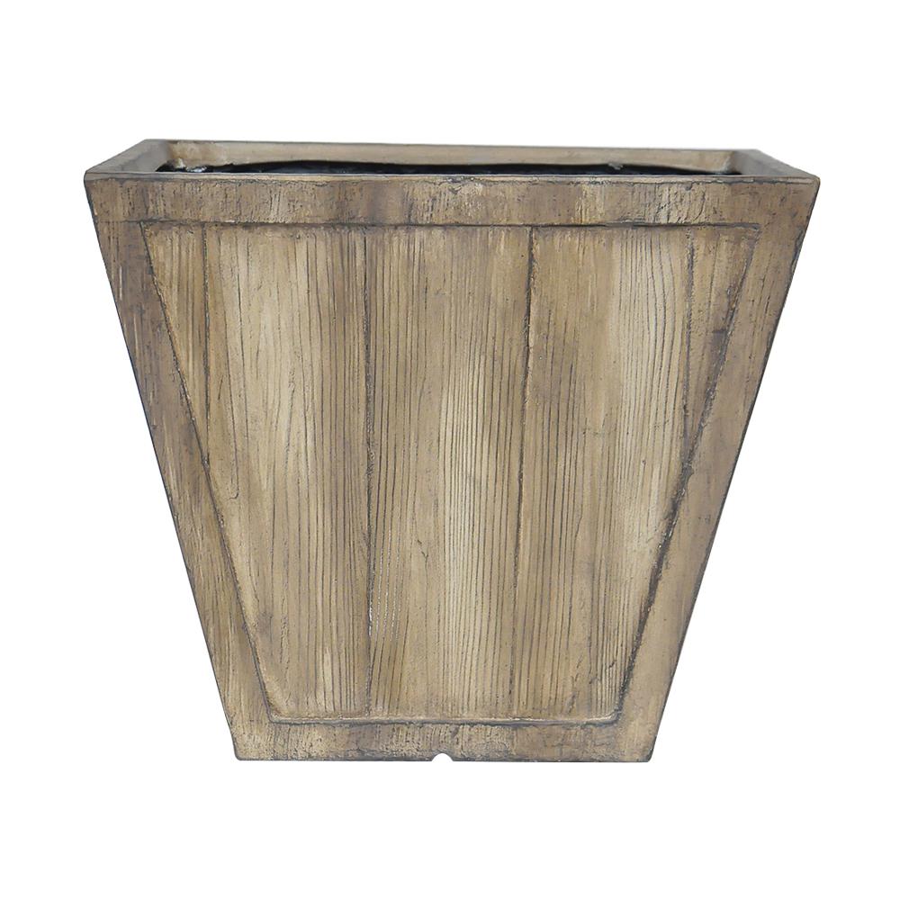 16 In Square Composite Tapered Faux Wood Planter White Washed Sku 1002690624