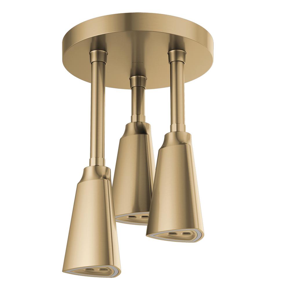 Delta Contemporary Pendant 1 Spray 9 In Triple Ceiling Mount Fixed Rain H2okinetic Shower Head In Champagne Bronze