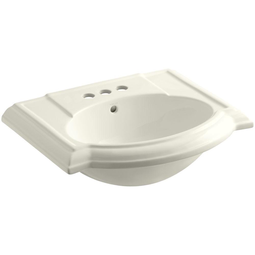 Kohler Devonshire Vitreous China Pedestal Sink Basin In Biscuit With Overflow Drain K 2287 4 96 The Home Depot