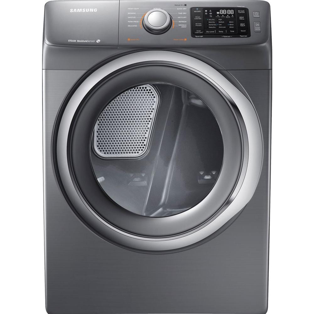 Samsung 7.5 cu. ft. Gas Dryer with Steam in PlatinumDV42H5200GP The Home Depot