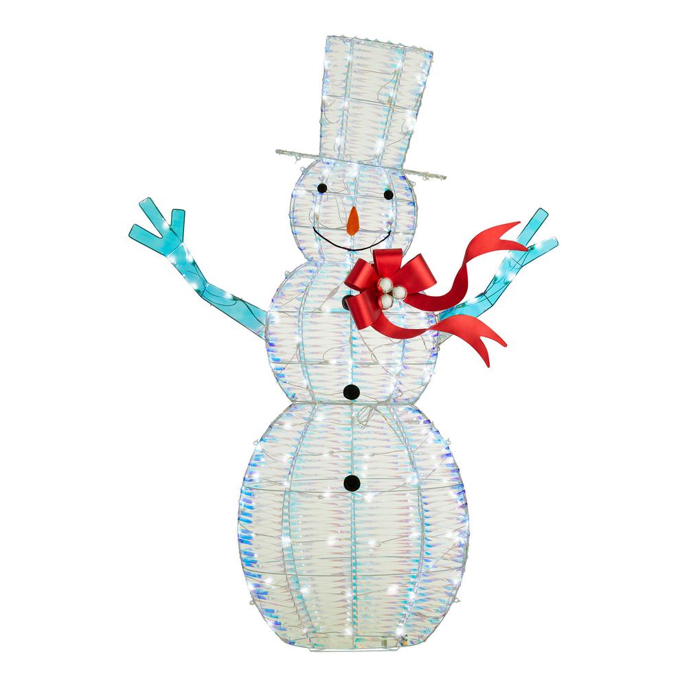 Home Accents Holiday 6 ft LED Sparkle Iridescent Christmas Snowman with 90 Lights Yard Sculpture